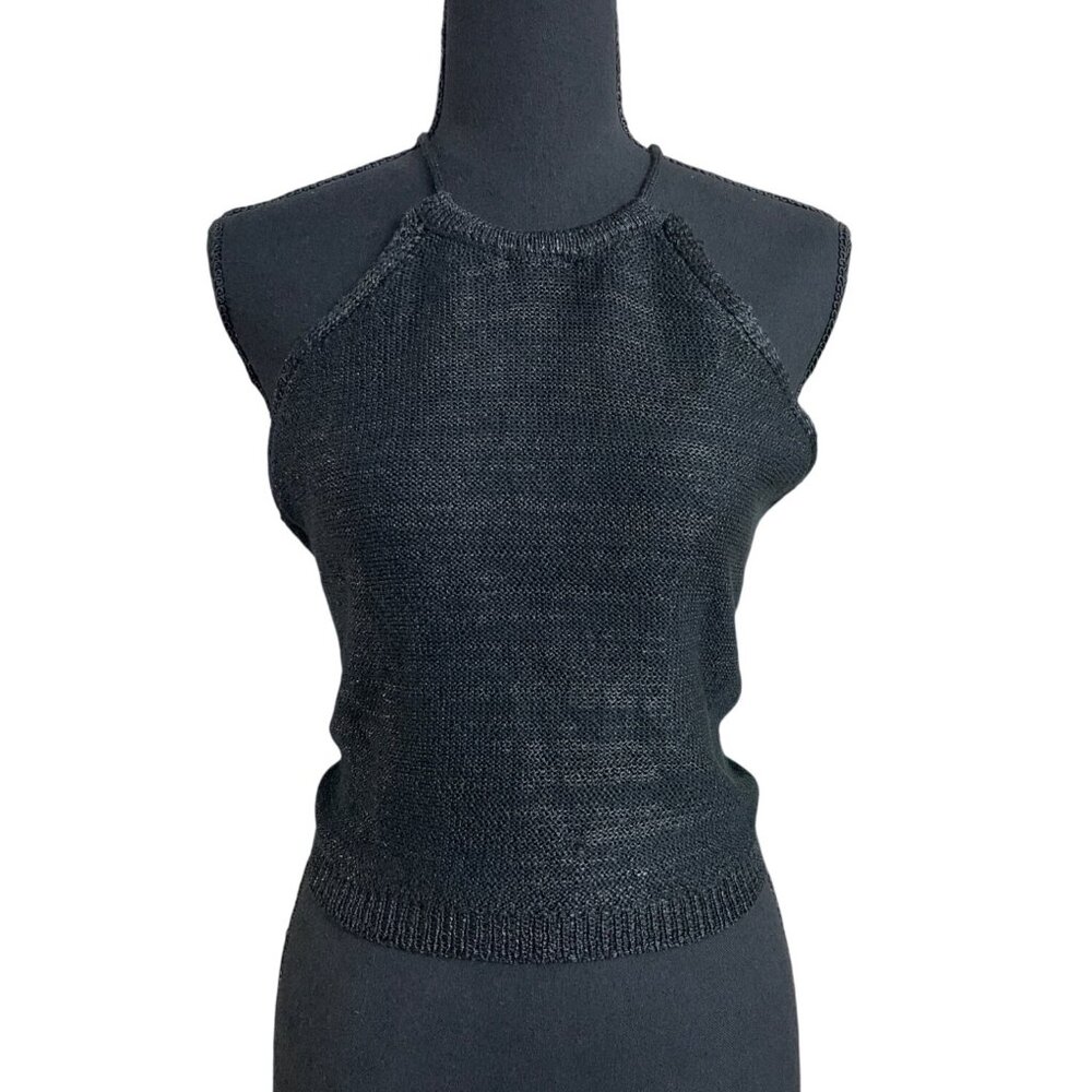 Wild Fable Womens Black Halter Neck Knit Crop Top w/ Adjustable Tie Back XS